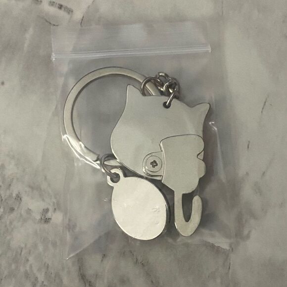 Silver Cat Keychain • Rotating Body Charm • Kawaii Cute Accessory - New - Picture 5 of 9